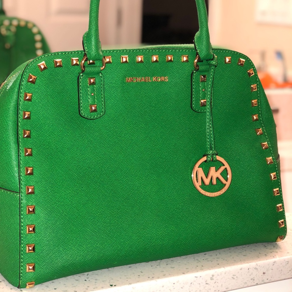 Green Michael Kors satchel bag